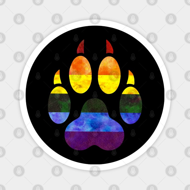 Rainbow Paw Print Magnet by Tiger Torre